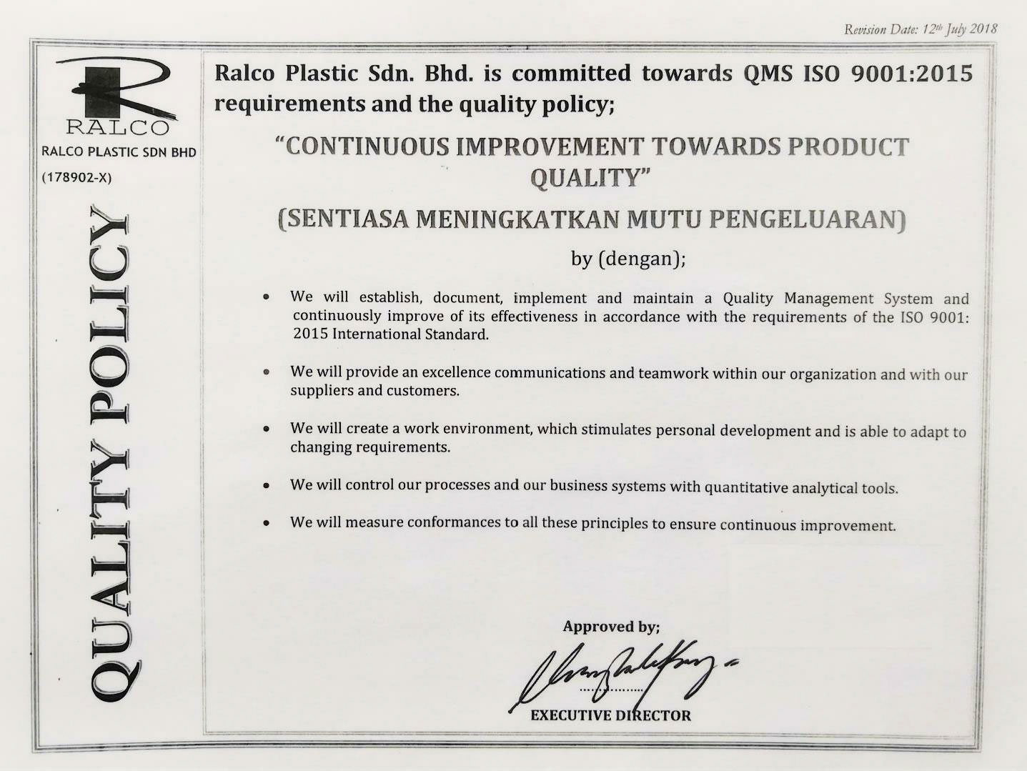 -Our Quality Policy